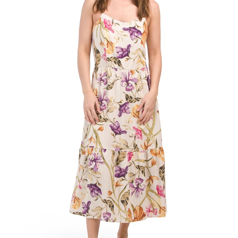 JOIE Linen Blend Printed Floral Dress